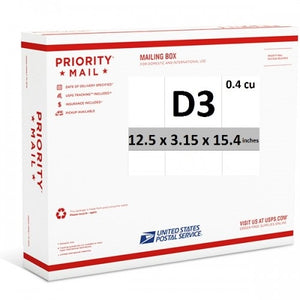 Priority Mail Cubic Dimension Box (D3) 12.5" x 3.15" x 15.4" (Side Loaded) (25 Pcs)